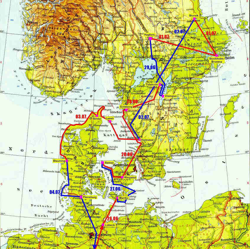 Flugroute von Oppershausen (bei Celle) nach Stockholm